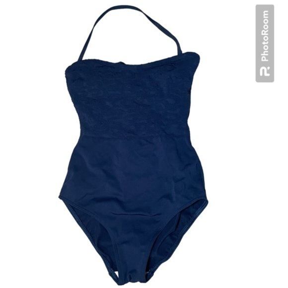 CHRISTINA NAVY BLUE ONE-PIECE STRAPLESS OPTIONAL SWIM SUIT - Picture 1 of 9
